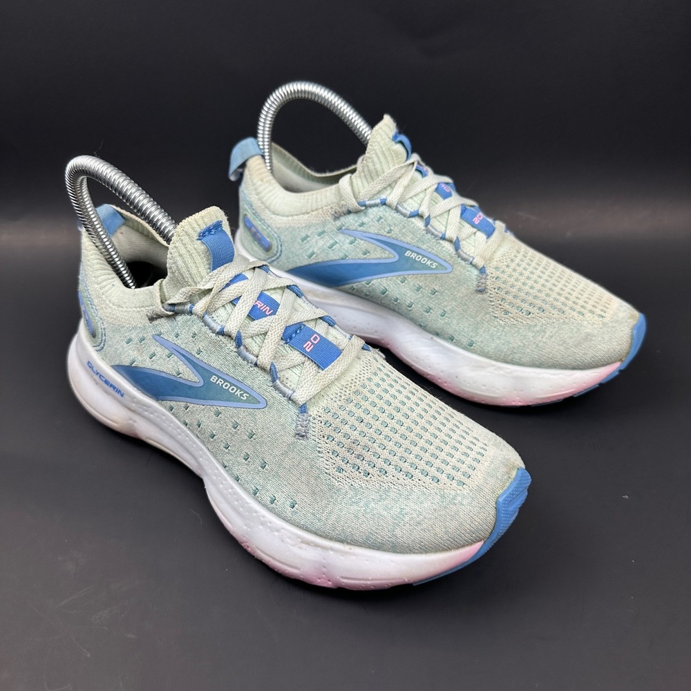 Brooks Glycerin 20 Running Shoes Seafoam Blue Pink Cushioned Sneakers Womens 6.5